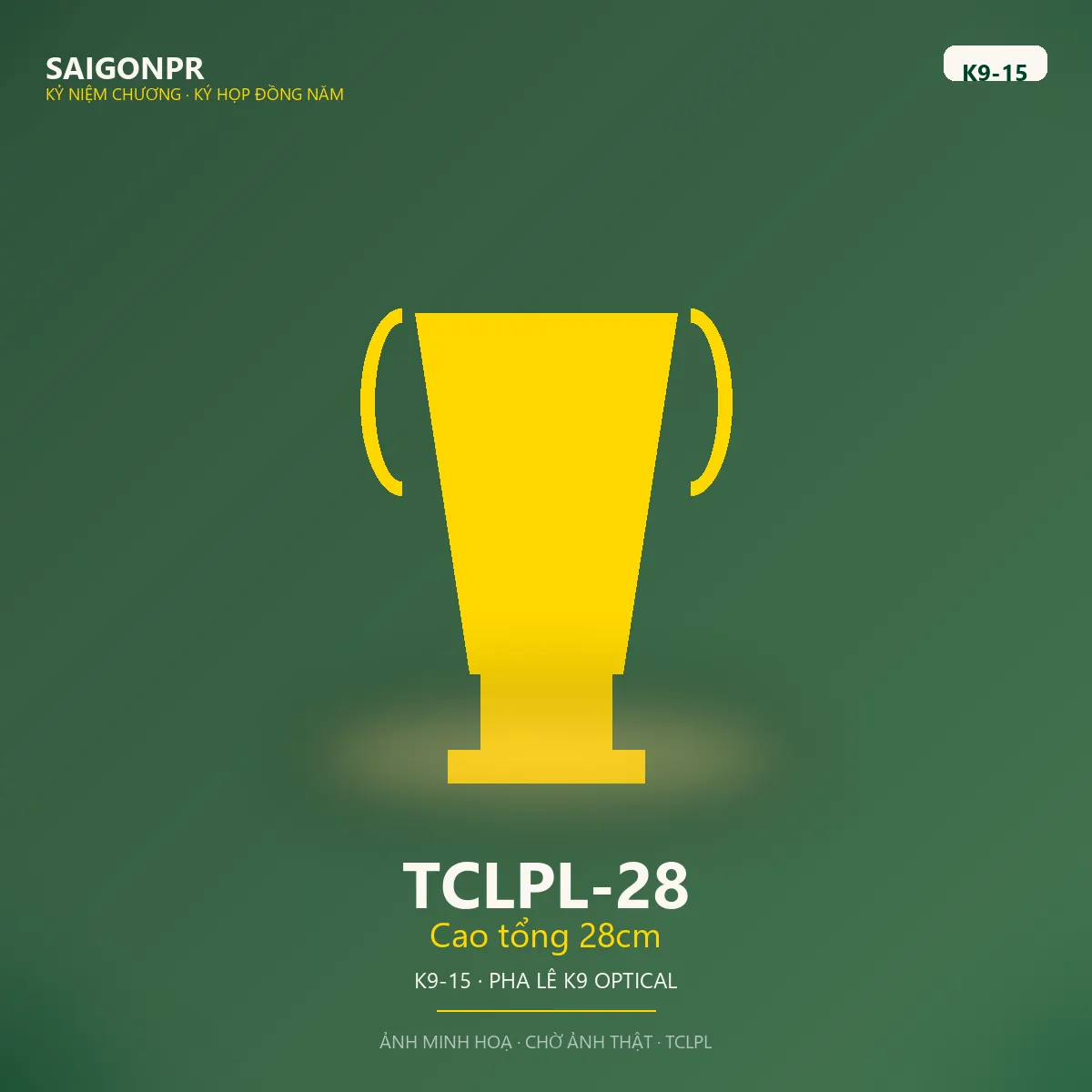 TCLPL-28 Cao tổng 28cm K9-15 — Pha lê K9 15ly