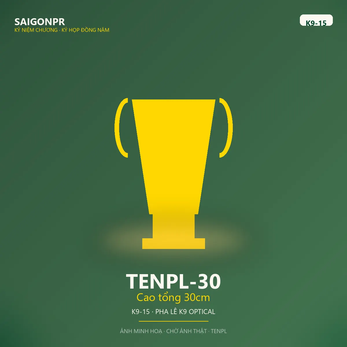 TENPL-30 Cao tổng 30cm K9-15 — Pha lê K9 15ly