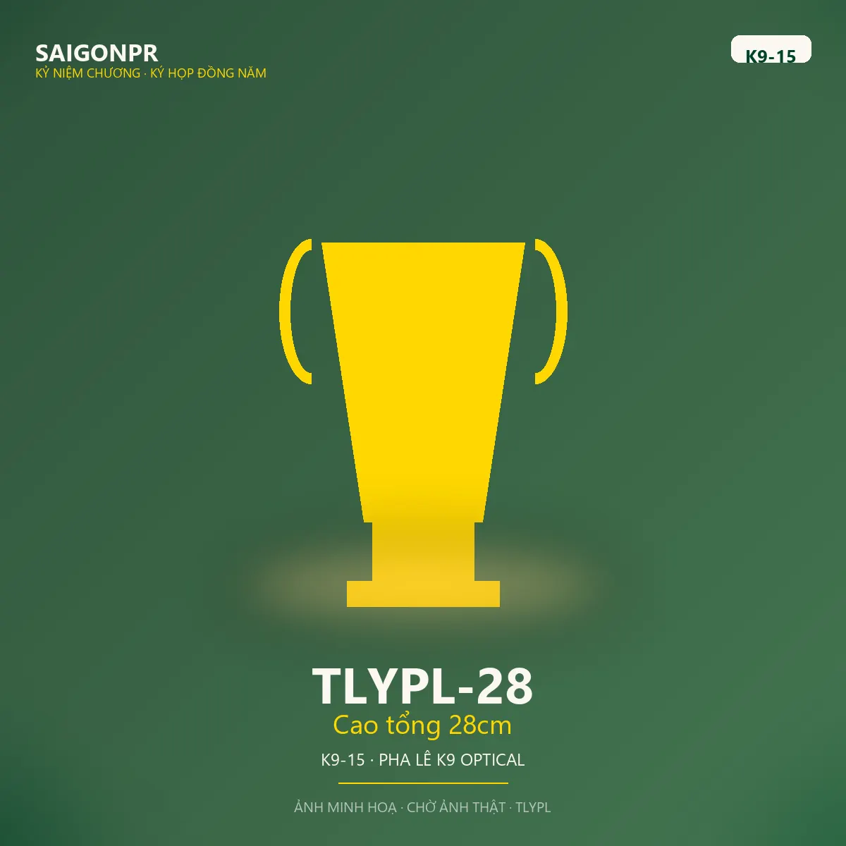 TLYPL-28 Cao tổng 28cm K9-15 — Pha lê K9 15ly